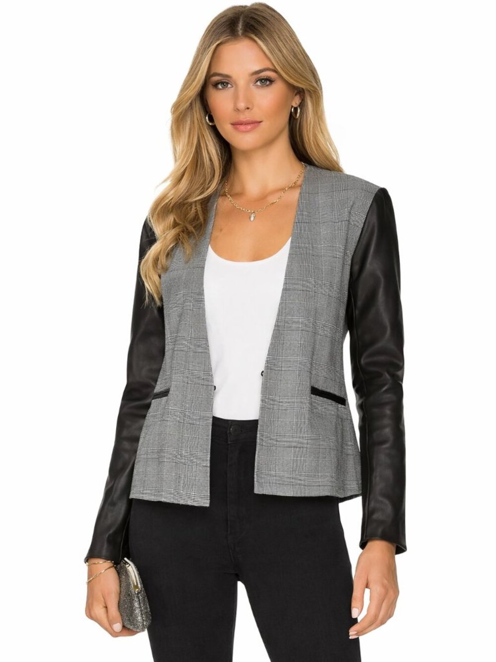 Veda Leather Sleeve Smoke Jacket Size XL